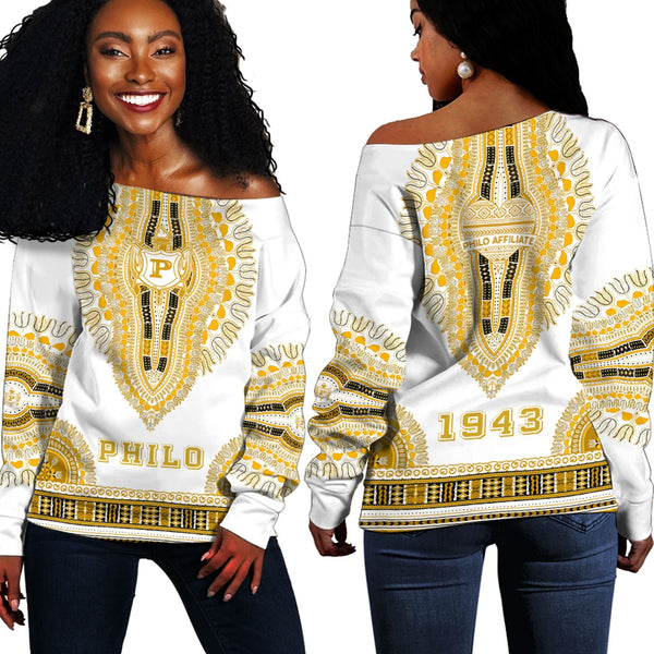 Sigma Gamma Rho Philo Affiliates Dashiki Off Shoulder Sweaters