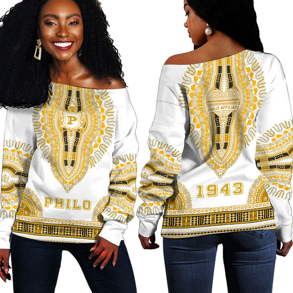 Sigma Gamma Rho Philo Affiliates Dashiki Off Shoulder Sweatshirts