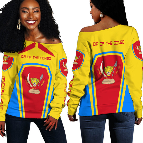 Democratic Republic of the Congo Women's Off Shoulder Sweatshirts