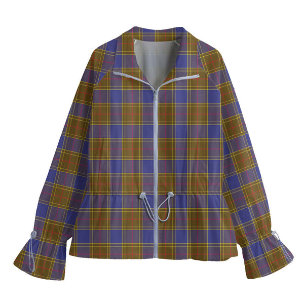 Balfour Modern Tartan Plaid Lapel Collar Jacket Waist Elastic