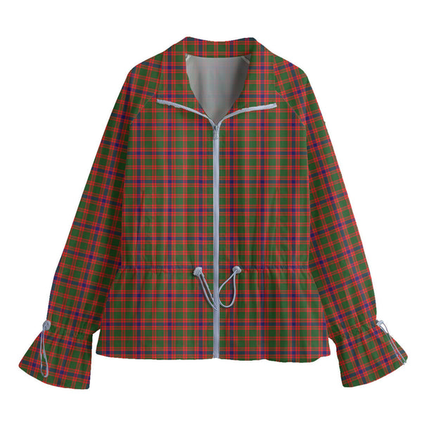 Skene Modern Tartan Plaid Lapel Collar Jacket Waist Elastic