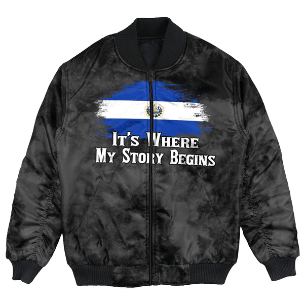 El Salvador Bomber Jacket It'S Where My Story Begin Wash Style