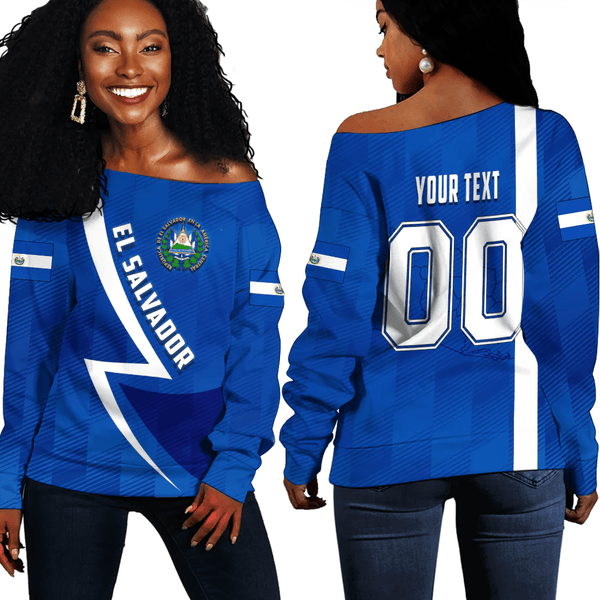 Custom El Salvador Sport Football Off Shoulder Sweaters