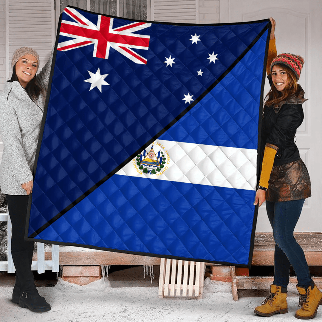 El Salvador With Australia Flag Premium Quilt