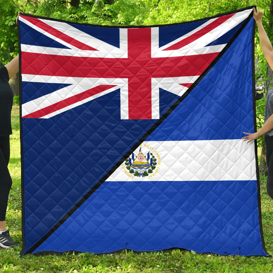 El Salvador With United Kingdom Flag Premium Quilt