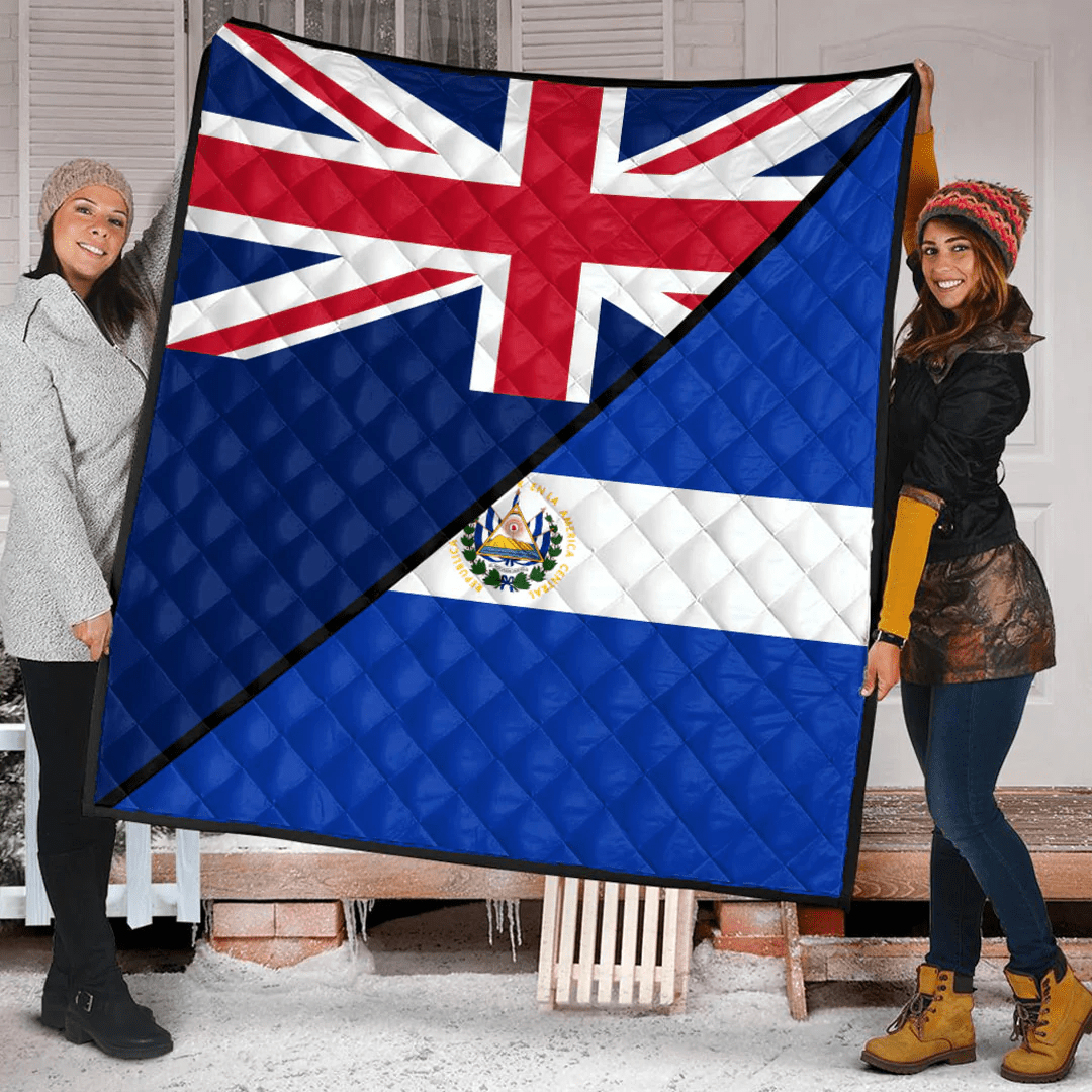 El Salvador With United Kingdom Flag Premium Quilt