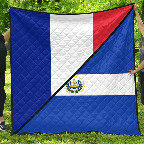 El Salvador With France Flag Premium Quilt