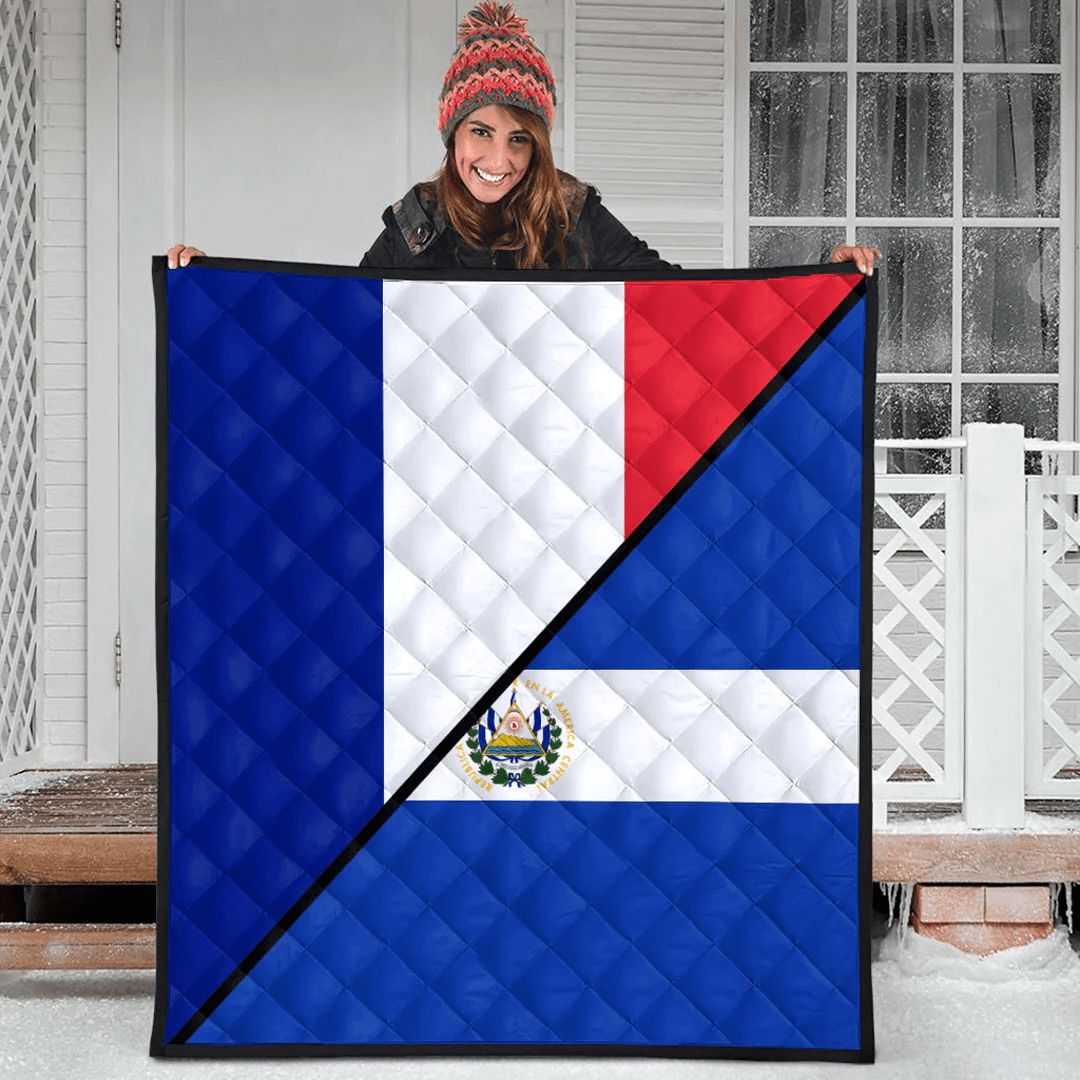 El Salvador With France Flag Premium Quilt