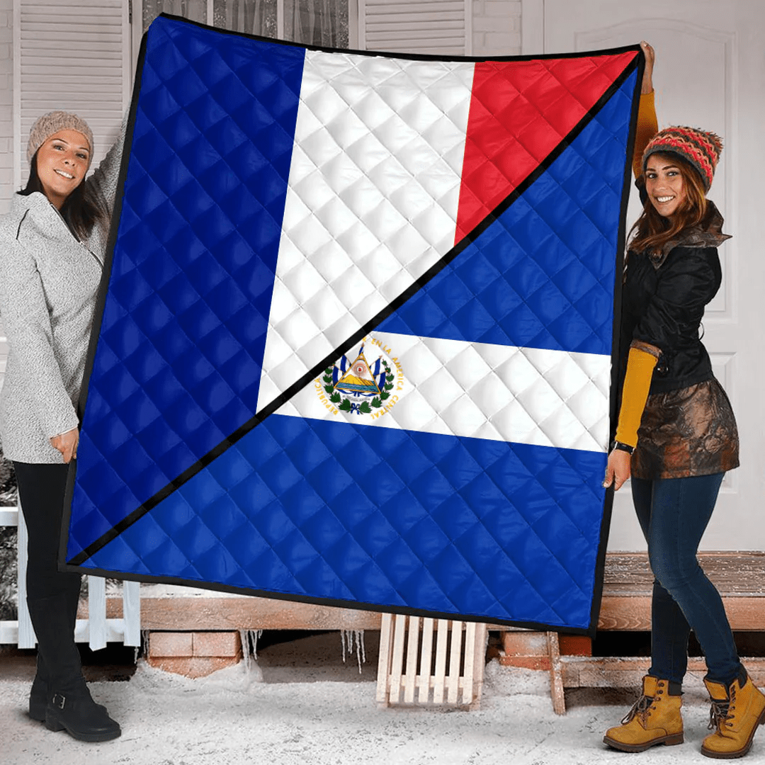 El Salvador With France Flag Premium Quilt