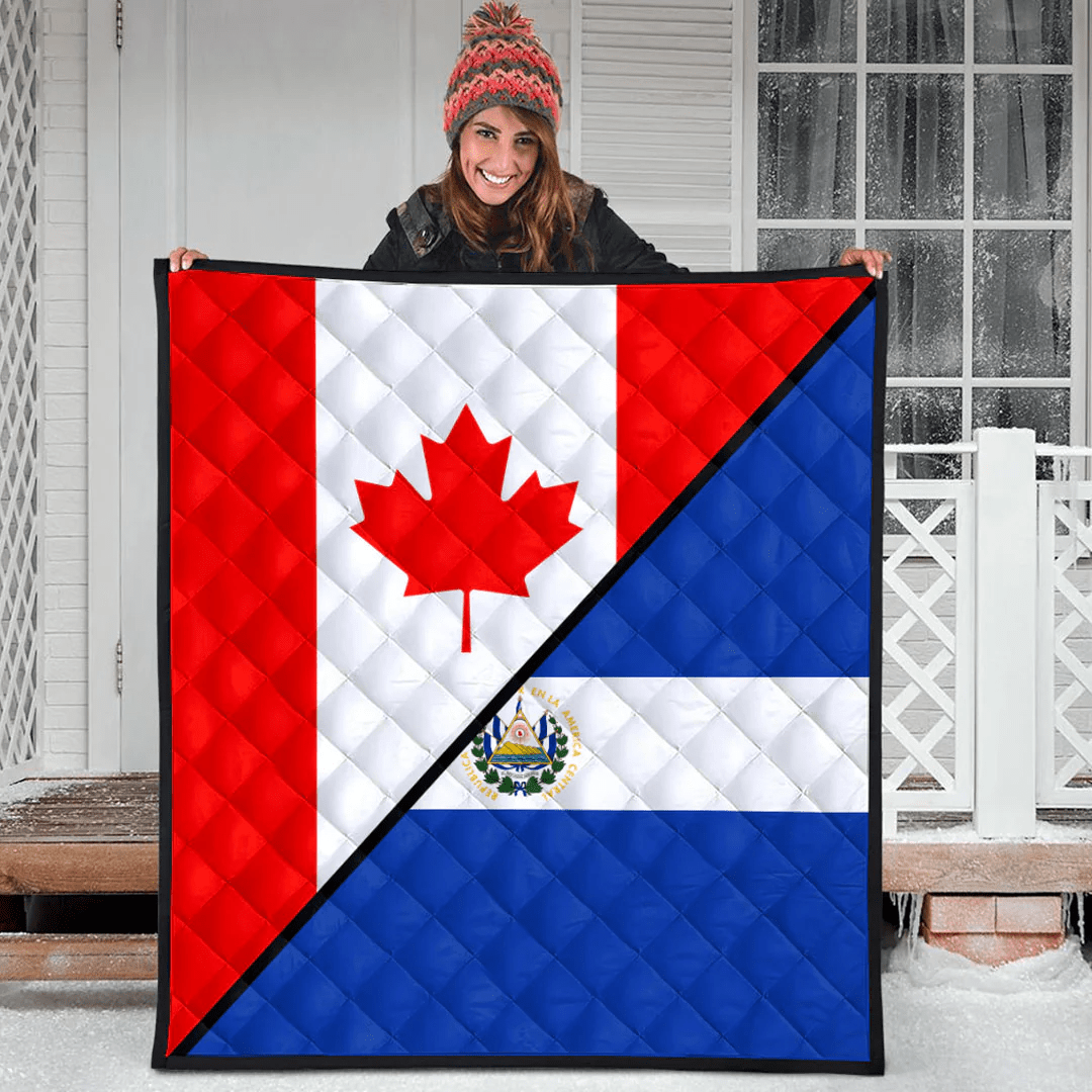 El Salvador With Canada Flag Premium Quilt