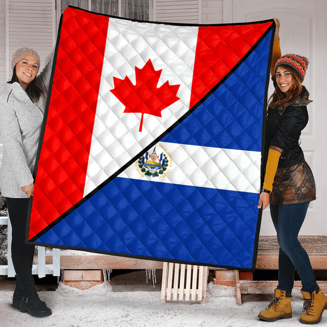 El Salvador With Canada Flag Premium Quilt