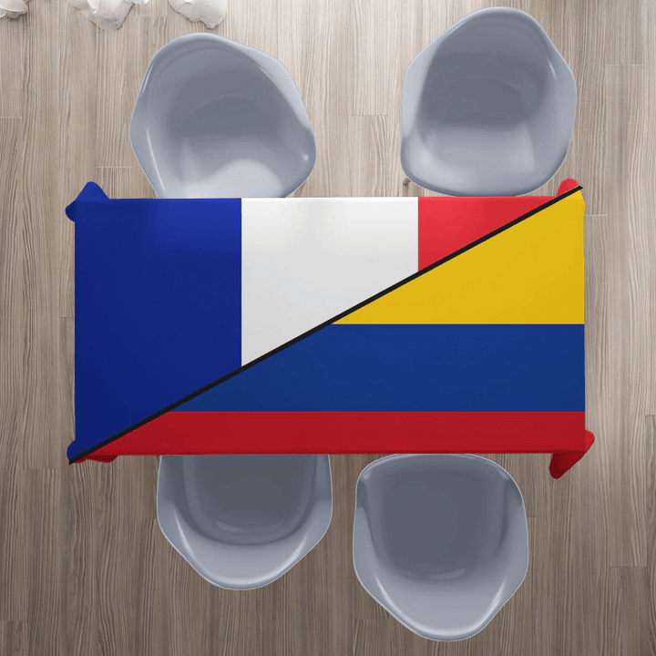 Colombia With France Flag Tablecloth