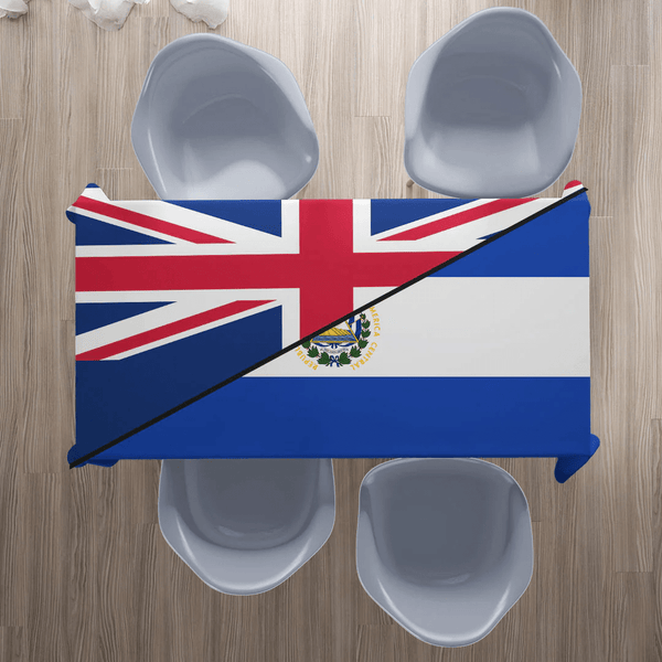 El Salvador With United Kingdom Flag Tablecloth