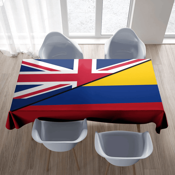Colombia With United Kingdom Flag Tablecloth