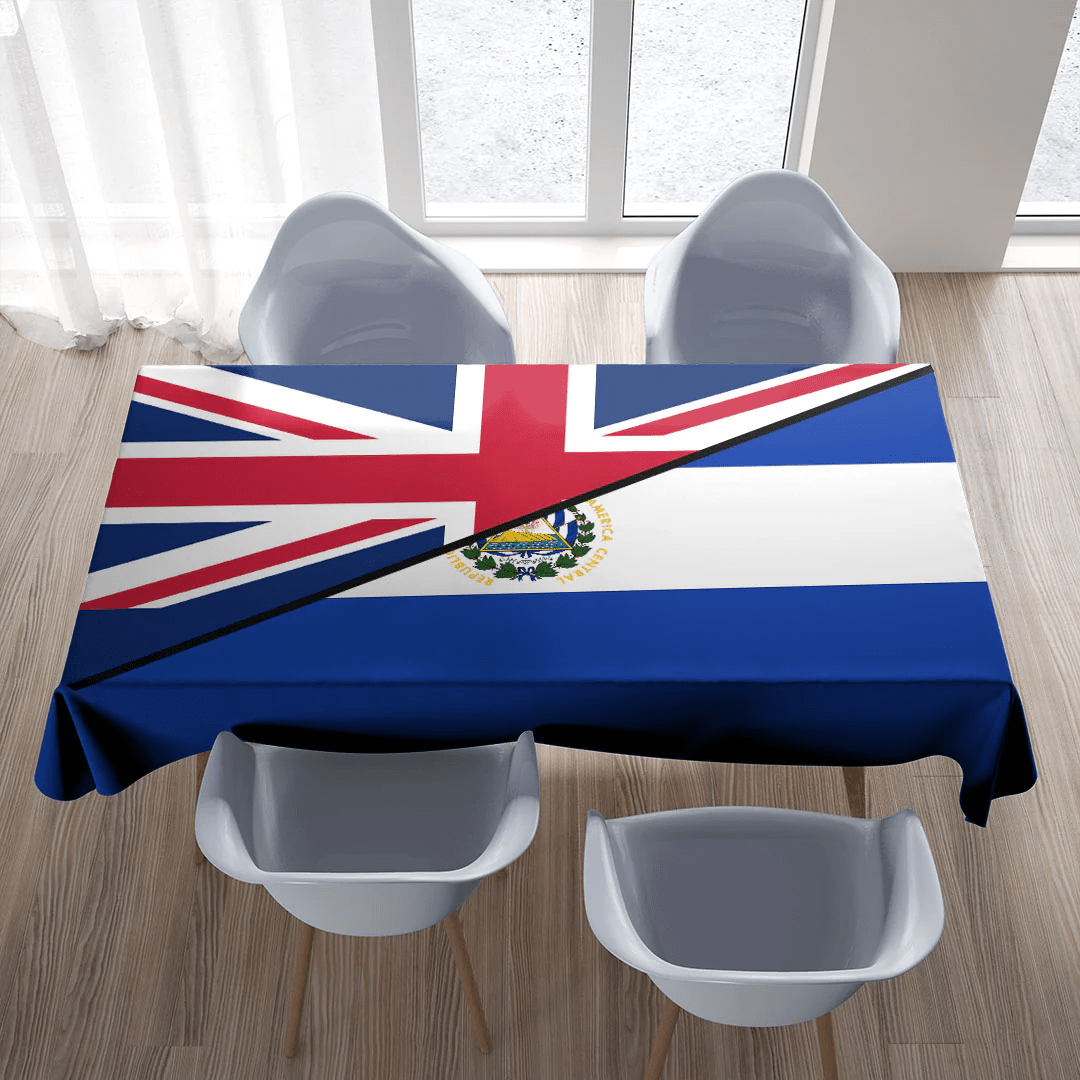 El Salvador With United Kingdom Flag Tablecloth