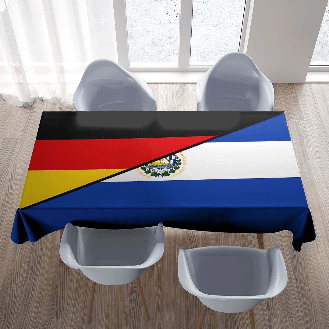 El Salvador With Germany Flag Tablecloth