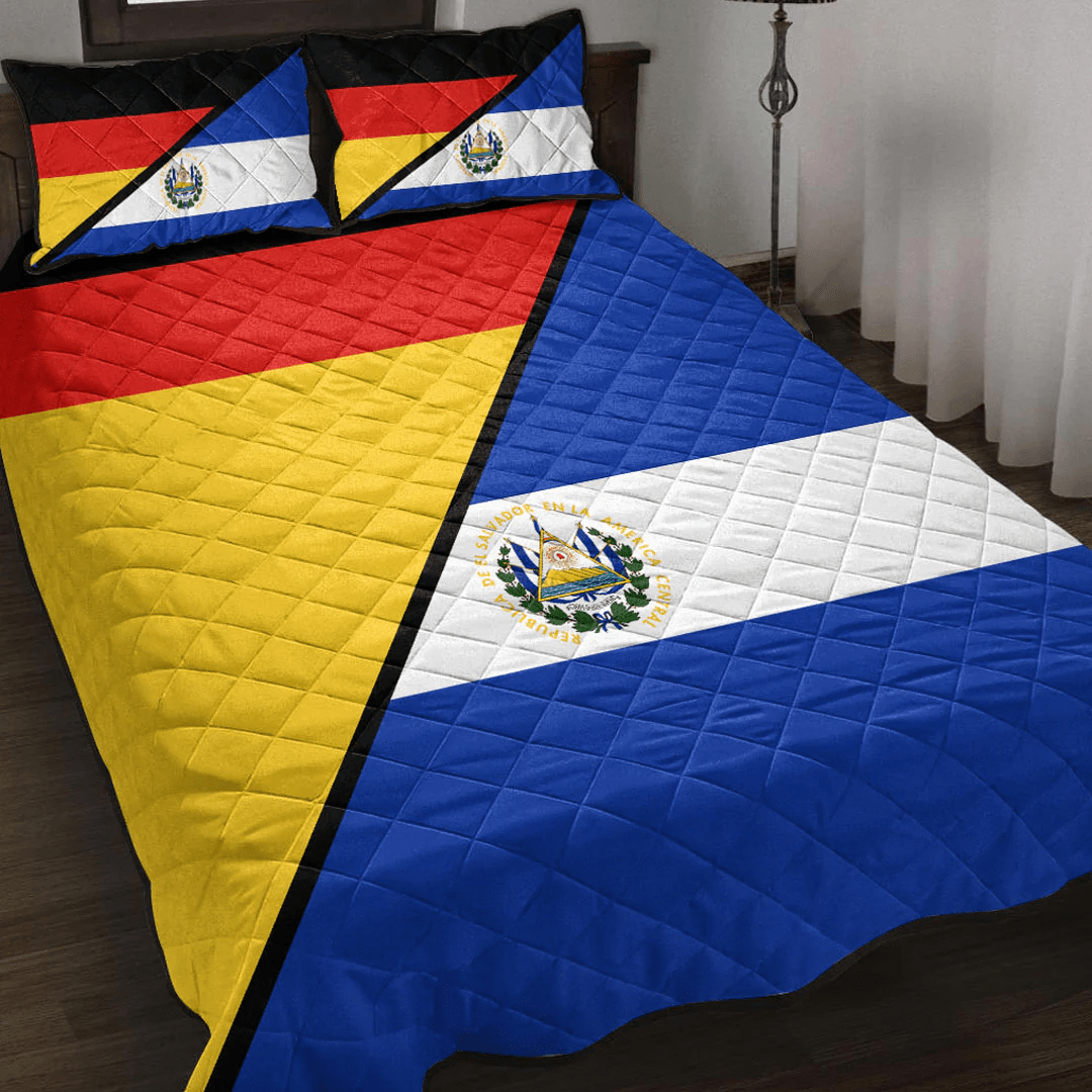 El Salvador With Germany Flag Quilt Bed Set