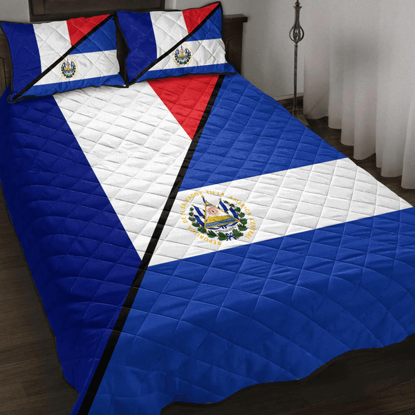 El Salvador With France Flag Quilt Bed Set