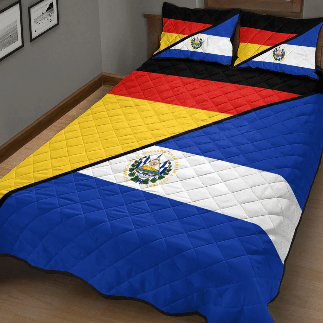 El Salvador With Germany Flag Quilt Bed Set