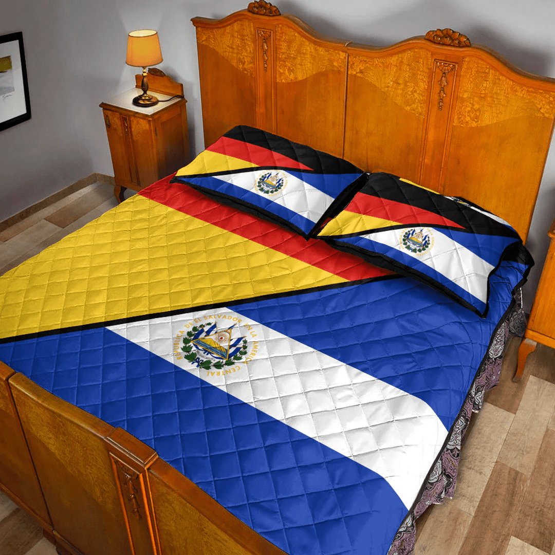 El Salvador With Germany Flag Quilt Bed Set