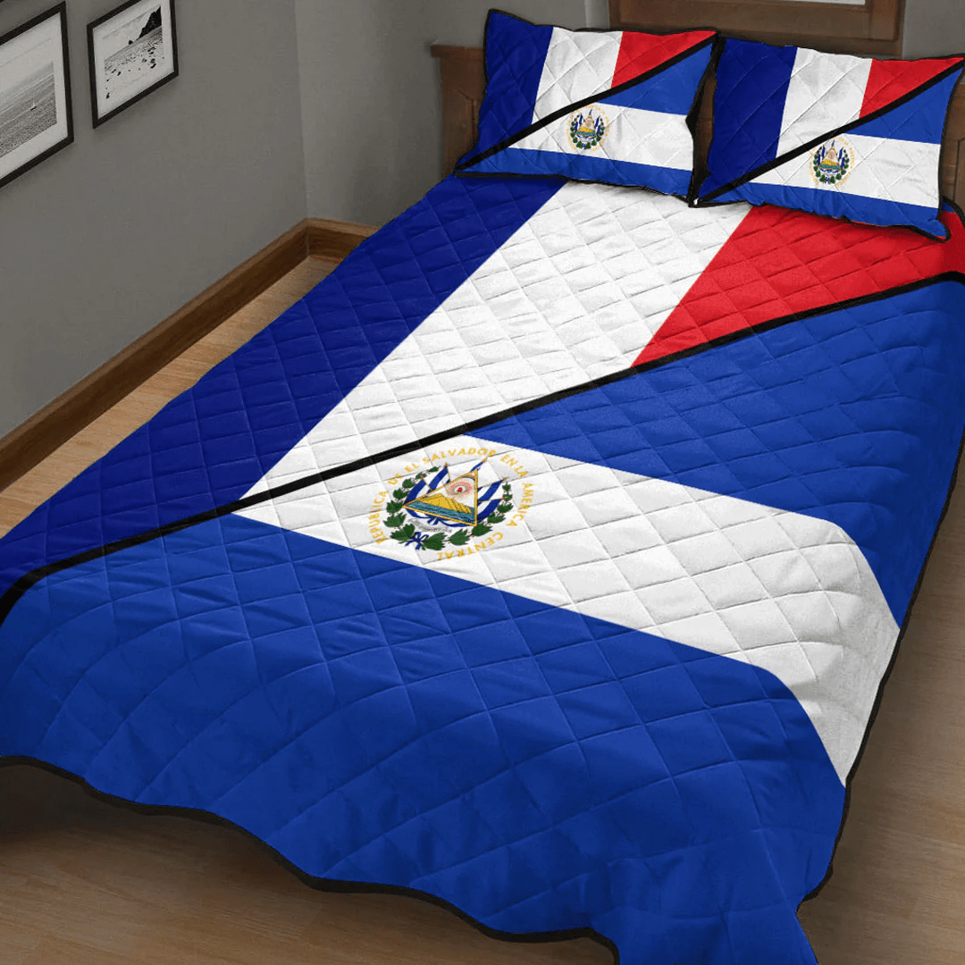 El Salvador With France Flag Quilt Bed Set