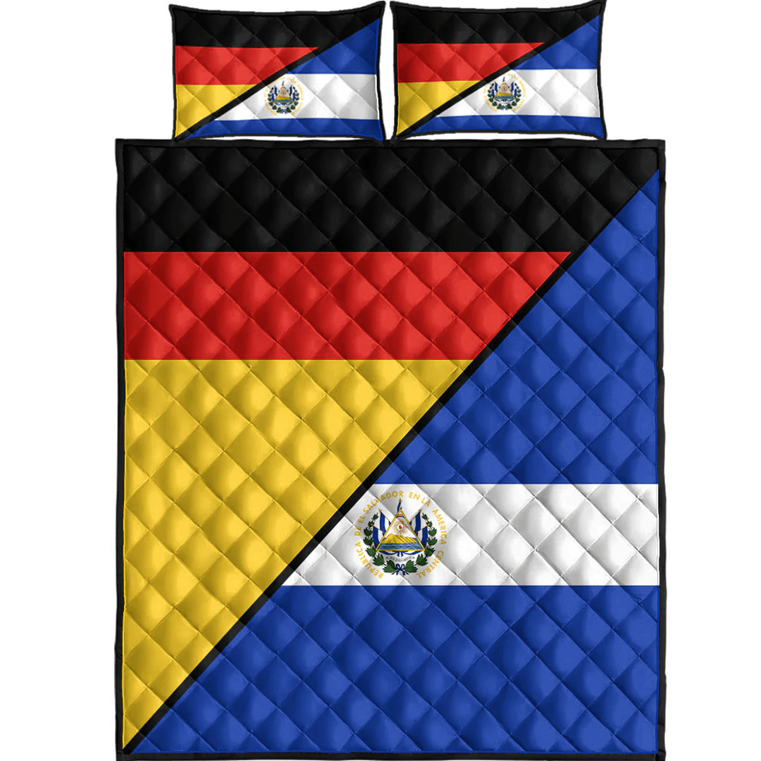 El Salvador With Germany Flag Quilt Bed Set