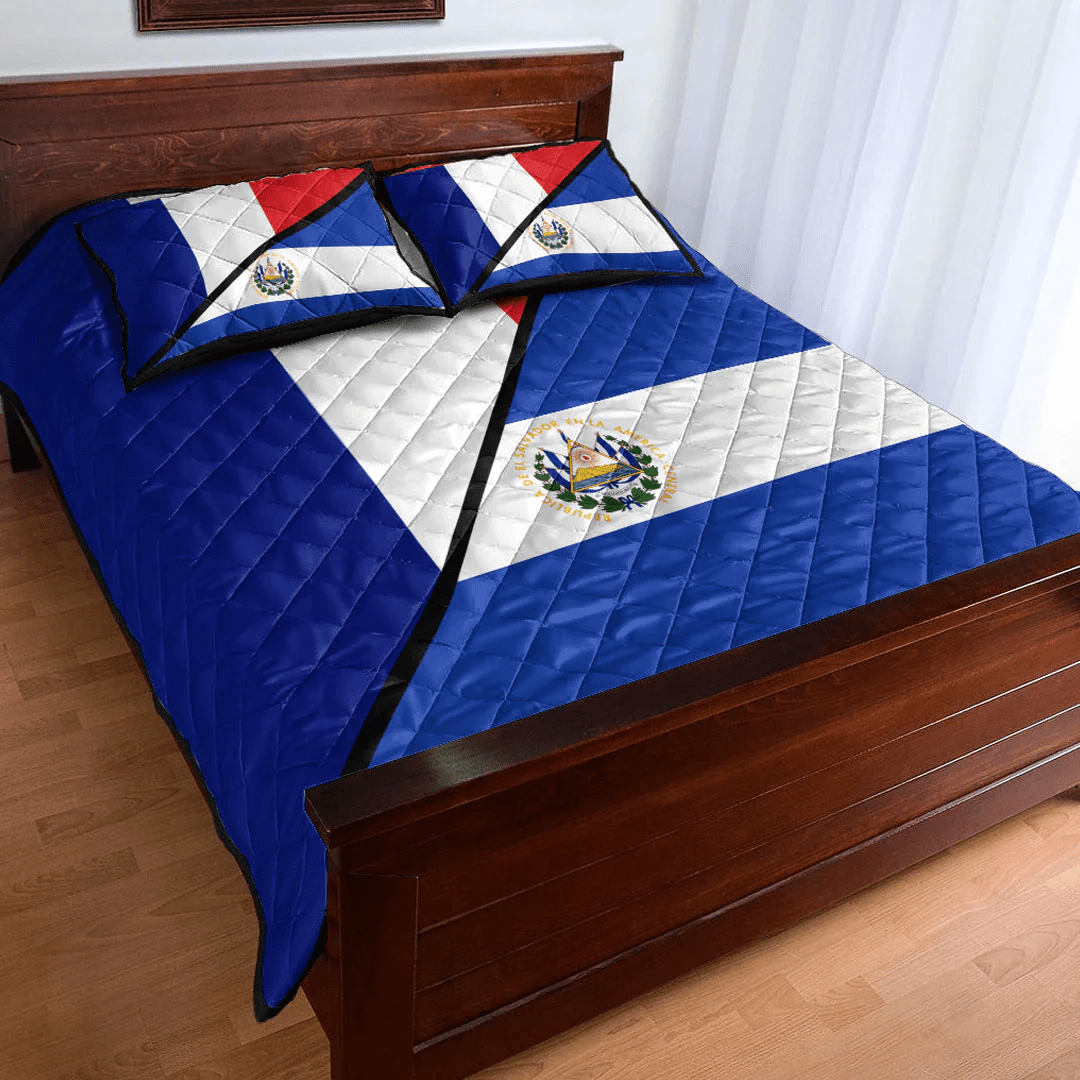 El Salvador With France Flag Quilt Bed Set