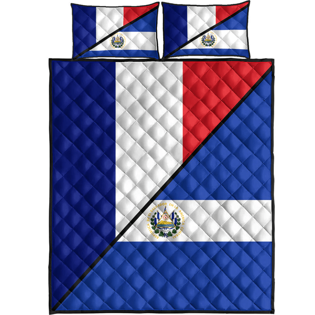 El Salvador With France Flag Quilt Bed Set