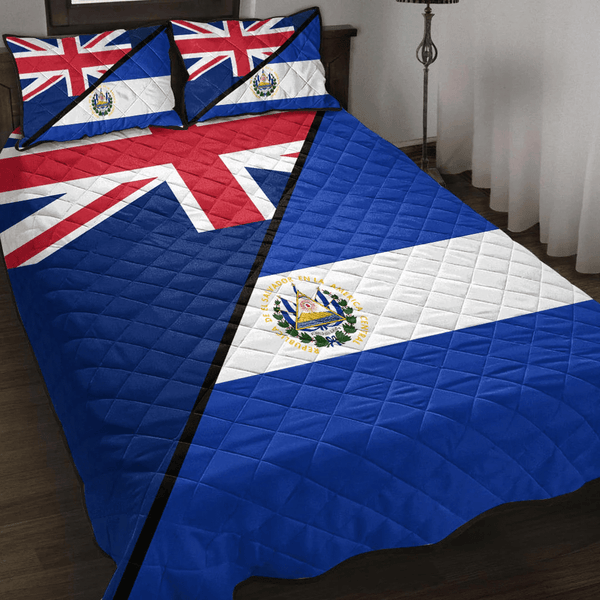 El Salvador With United Kingdom Flag Quilt Bed Set