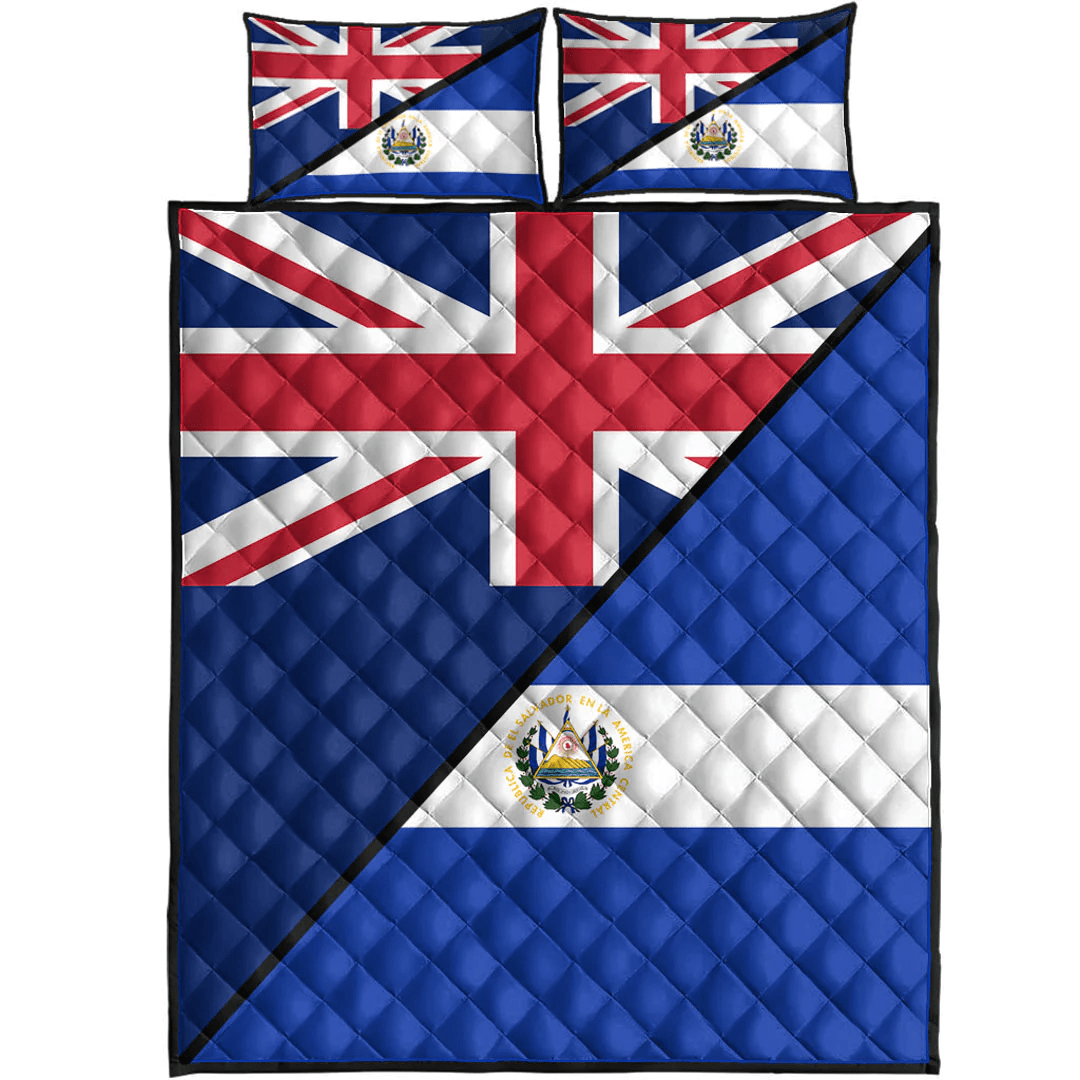 El Salvador With United Kingdom Flag Quilt Bed Set