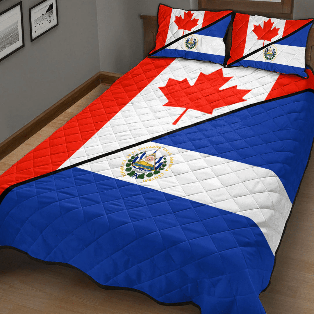 El Salvador With Canada Flag Quilt Bed Set