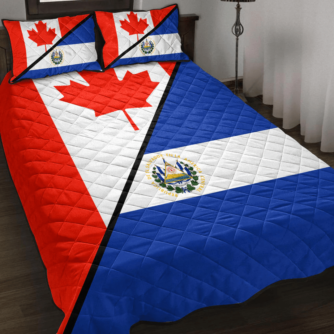 El Salvador With Canada Flag Quilt Bed Set