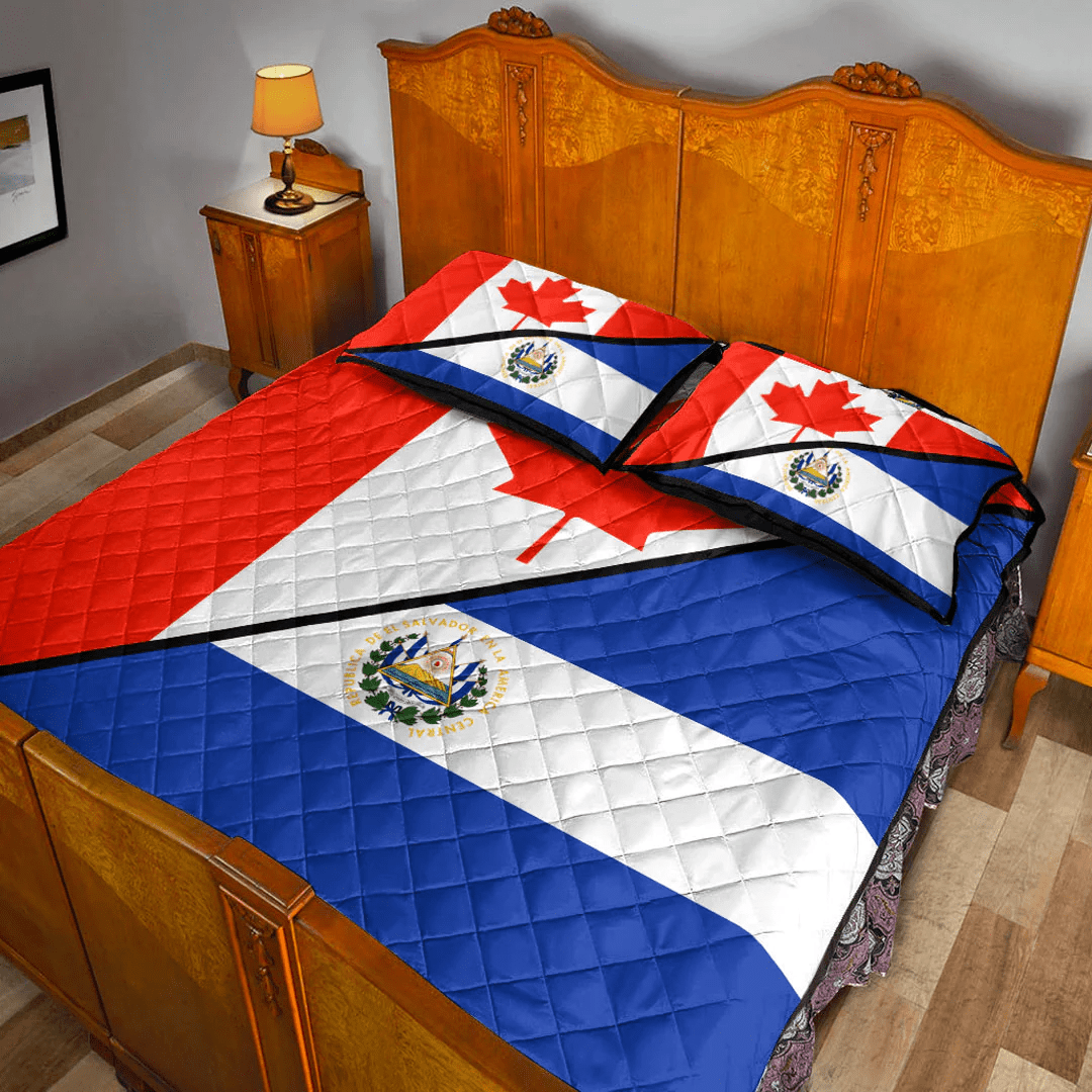 El Salvador With Canada Flag Quilt Bed Set