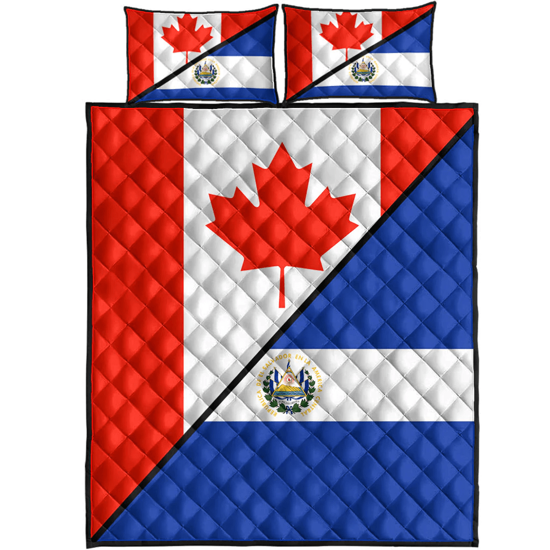 El Salvador With Canada Flag Quilt Bed Set