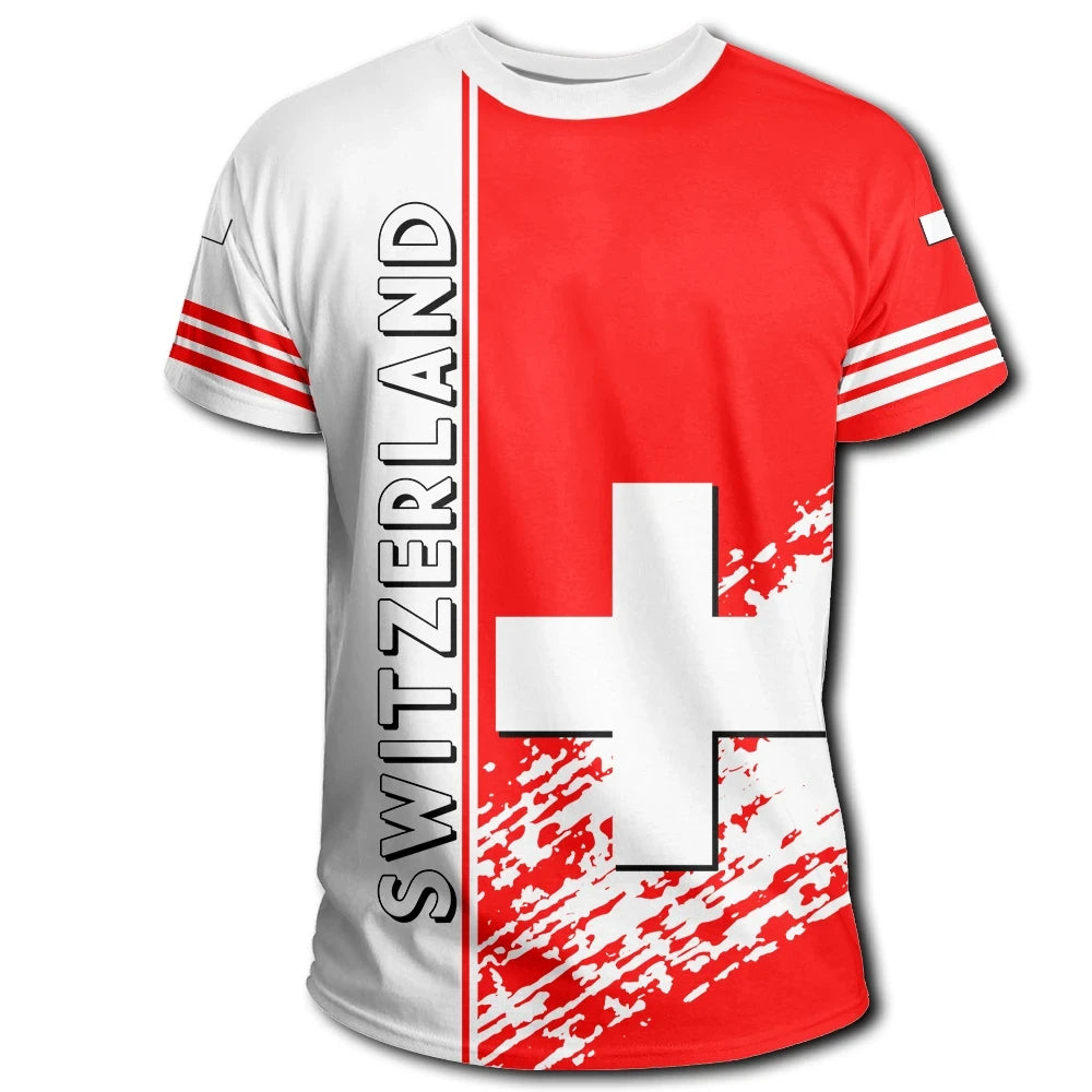 Switzerland Coat Of Arms T Shirt Quarter Style