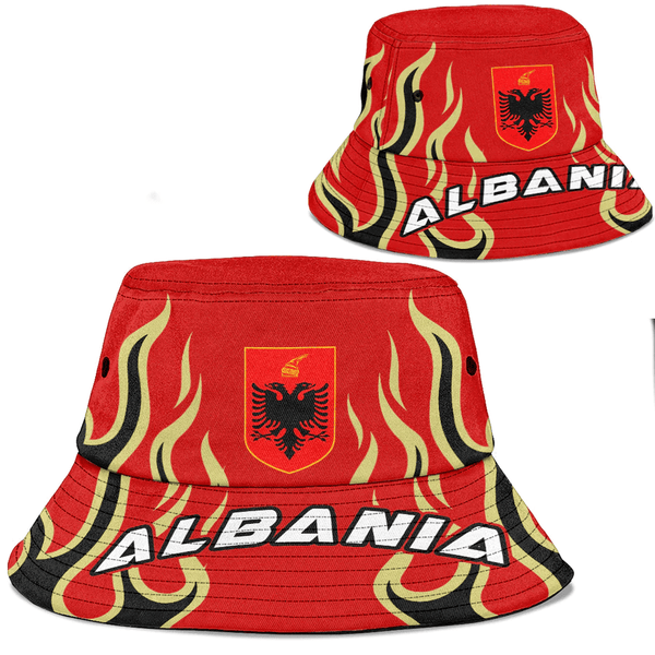 Albania Bucket Hat Fire Flame