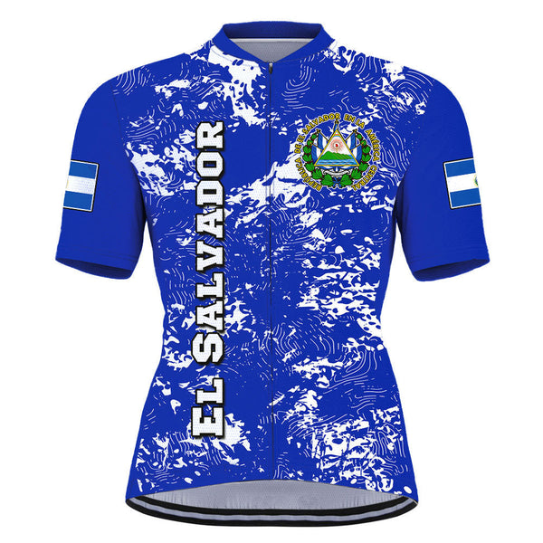 Men Cycling Jersey El Salvador Flag Map