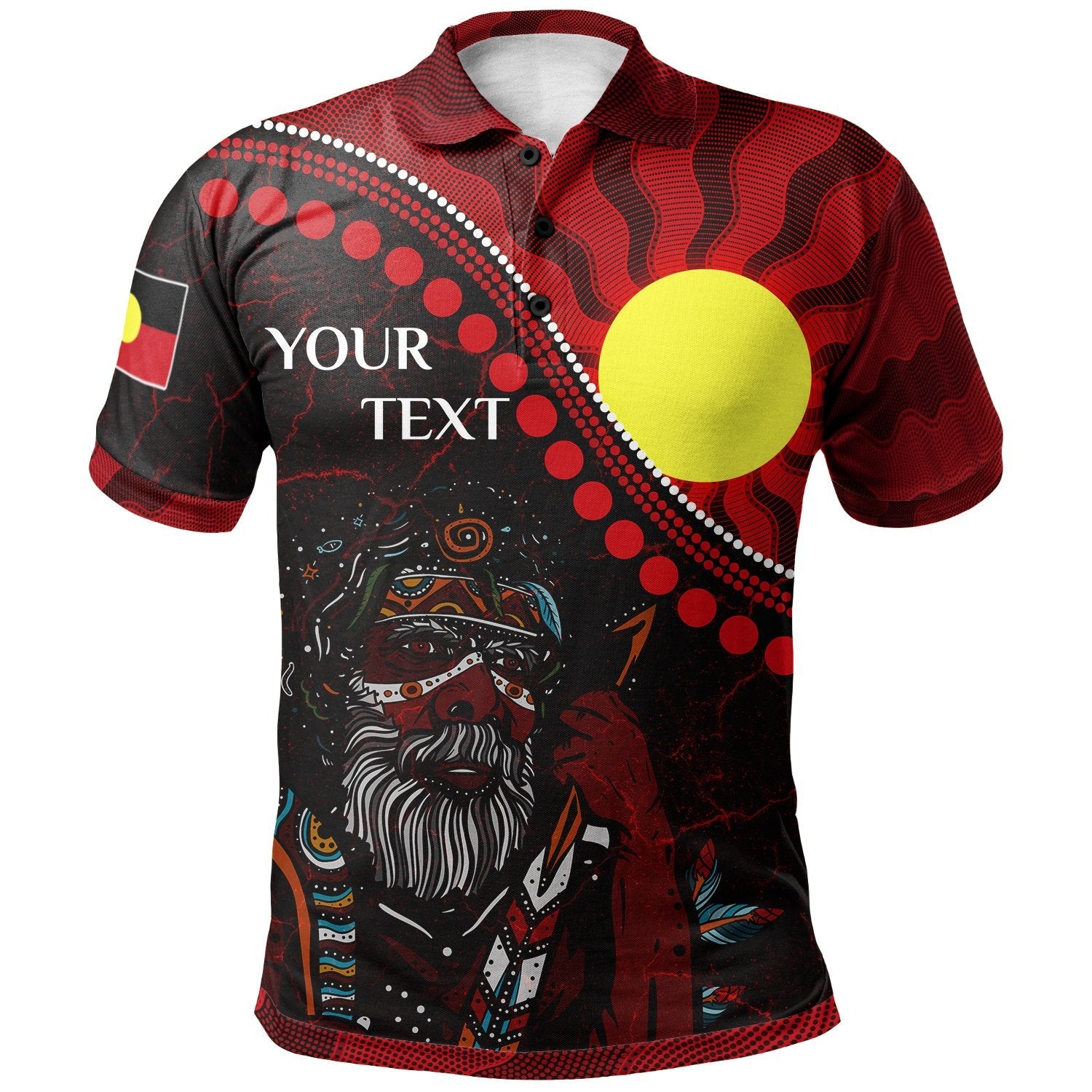 Aboriginal Polo - (Custom Text) Indigenous People And Sun Polo Shirt