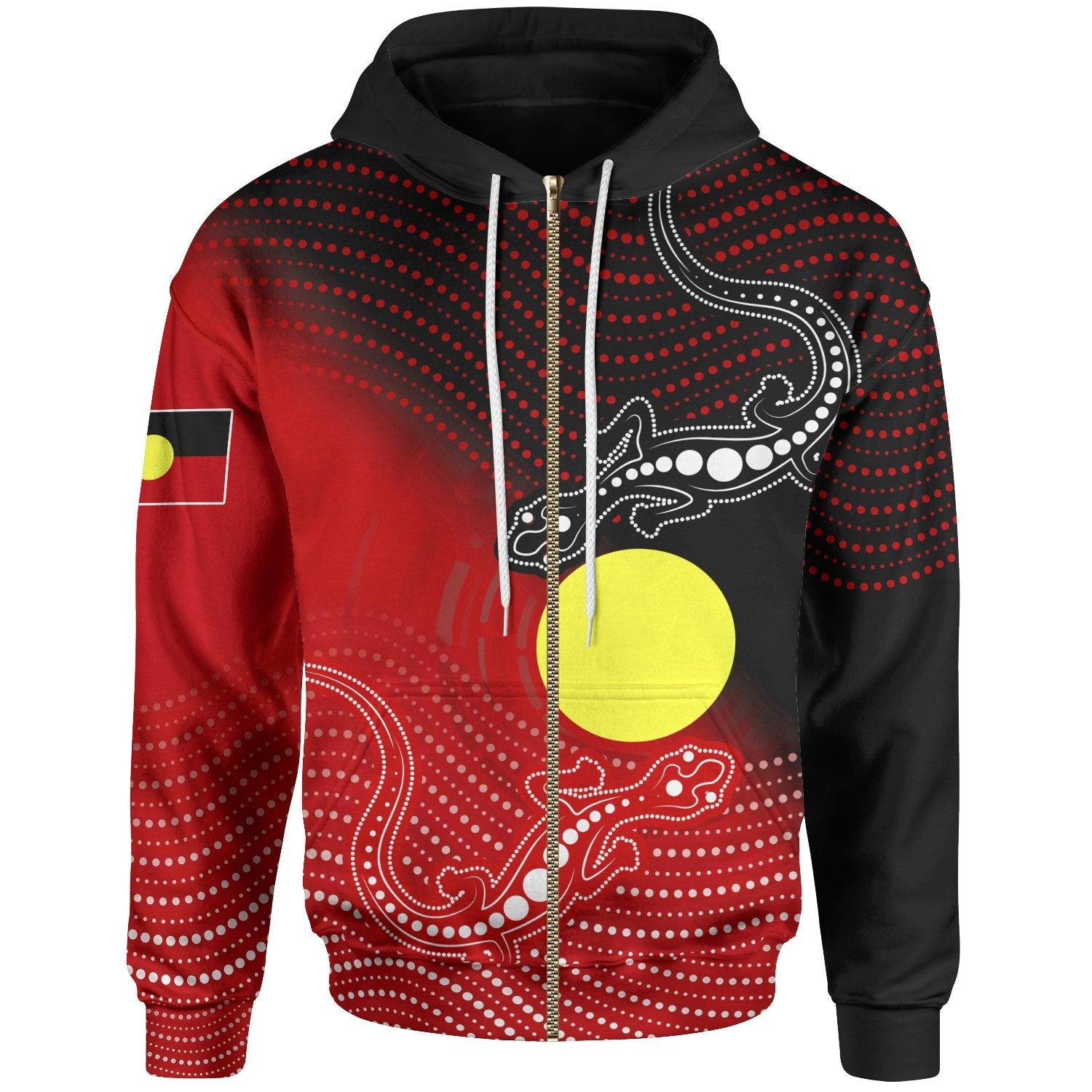 Aboriginal Zip Hoodie - Two Indigenous Lizard