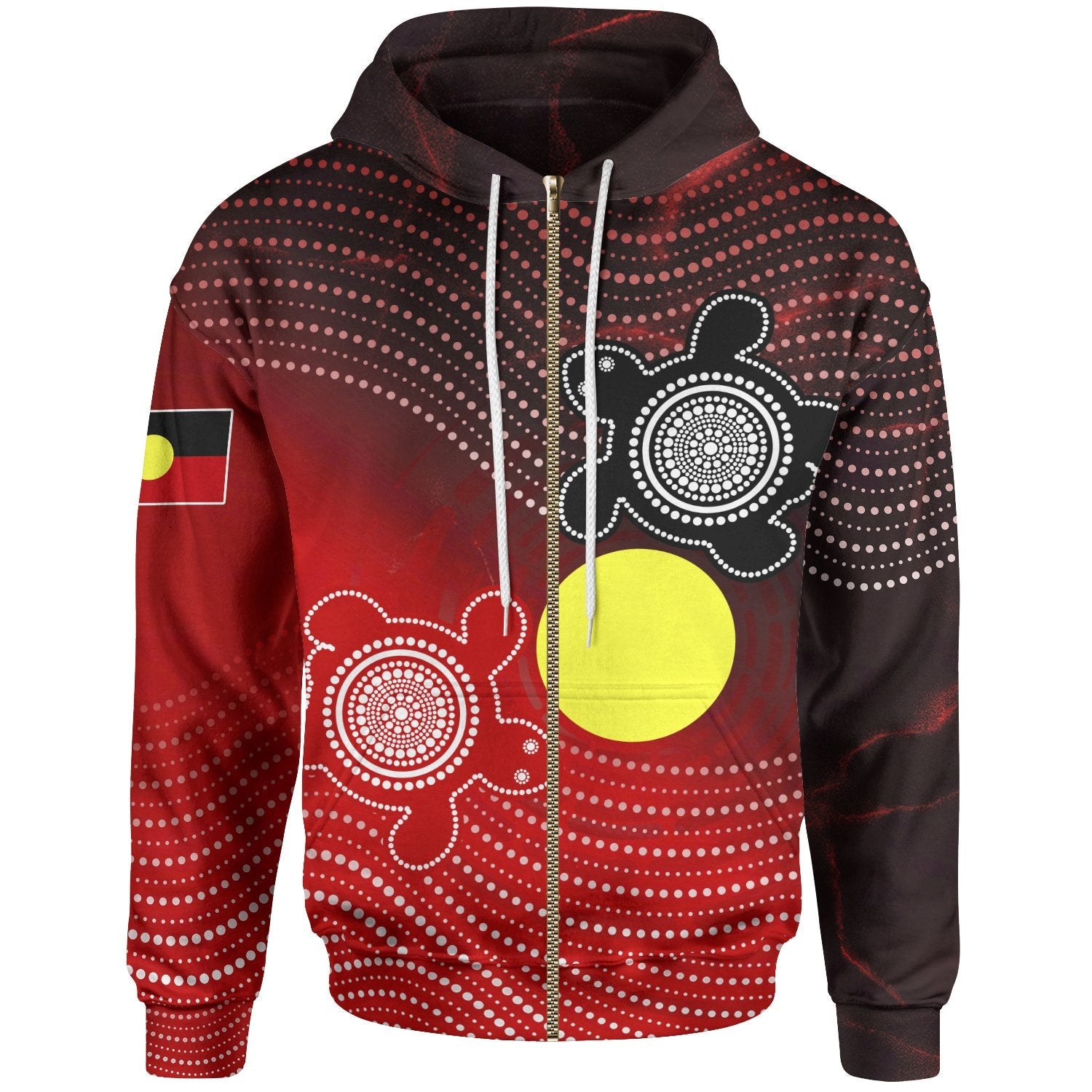 Aboriginal Zip Hoodie - Indigenous Circle Dot Painting Style