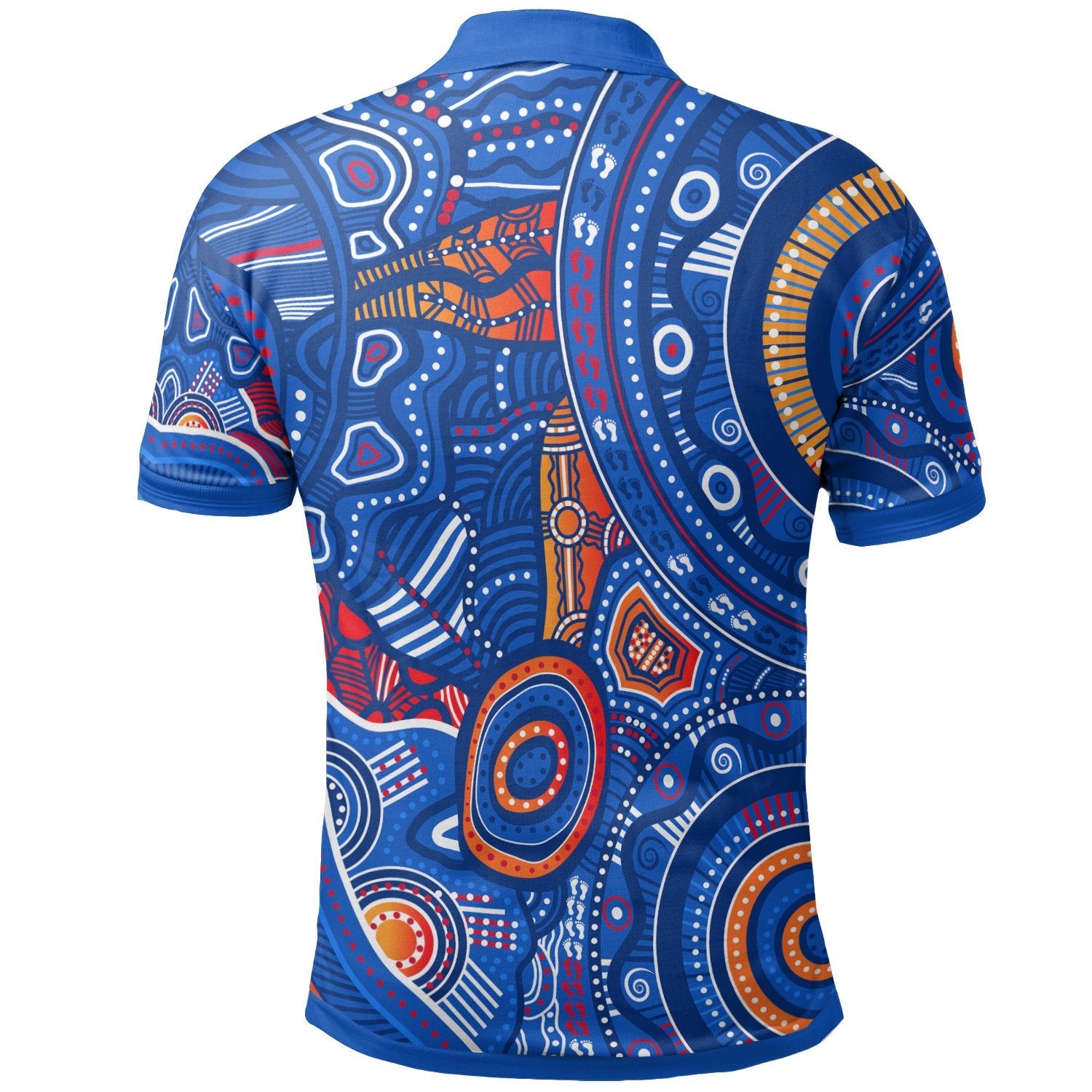 Aboriginal Polo - Indigenous Footprint Patterns Blue Color Polo Shirt