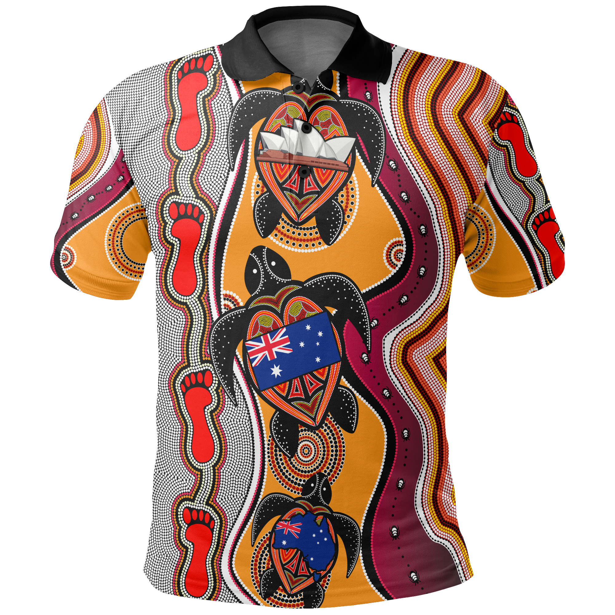Aboriginal Polo - Aboriginal Patterns Shirt Turtle Polo Shirt