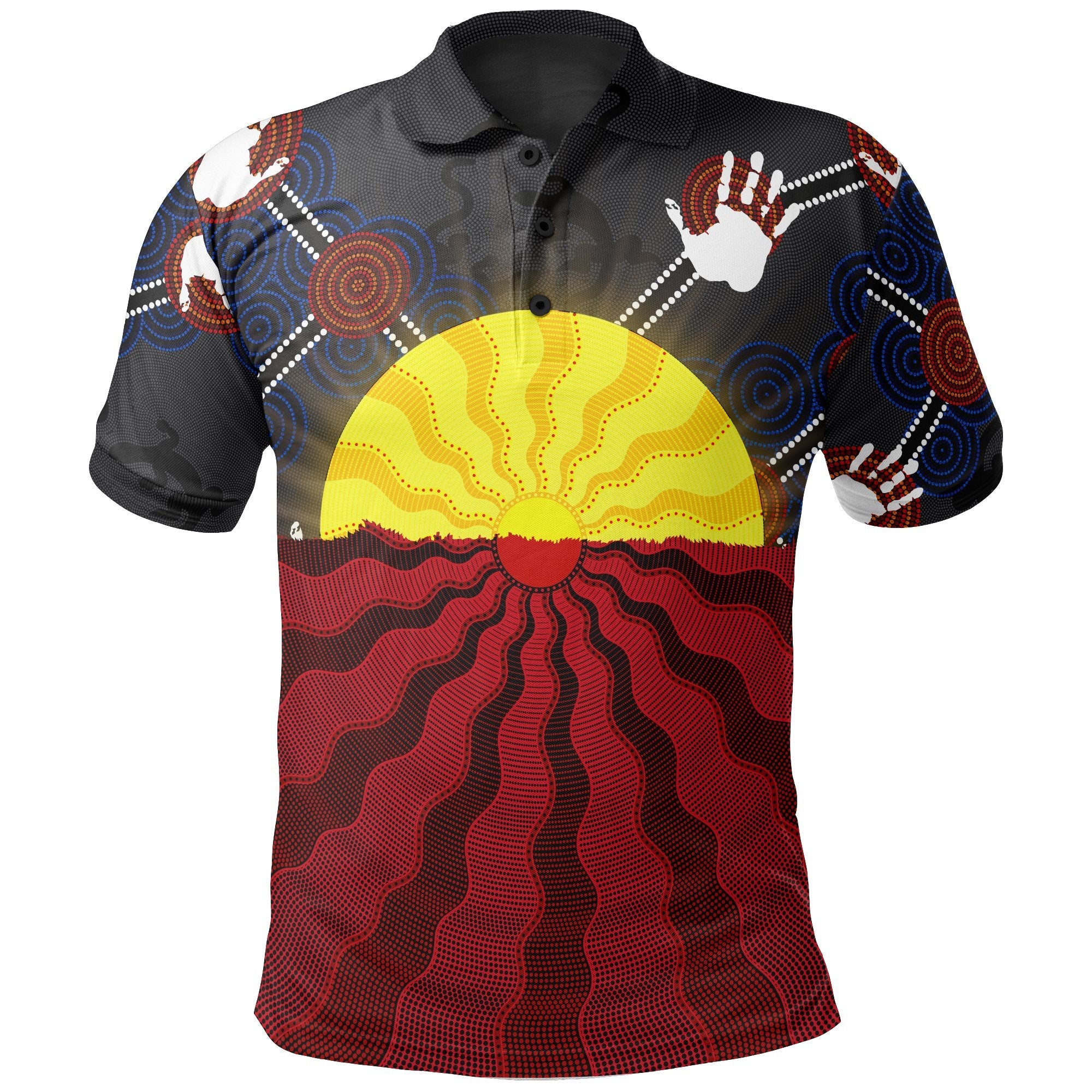 Aboriginal Polo - Aboriginal Lives Matter Flag Sun Dot Painting Polo Shirt