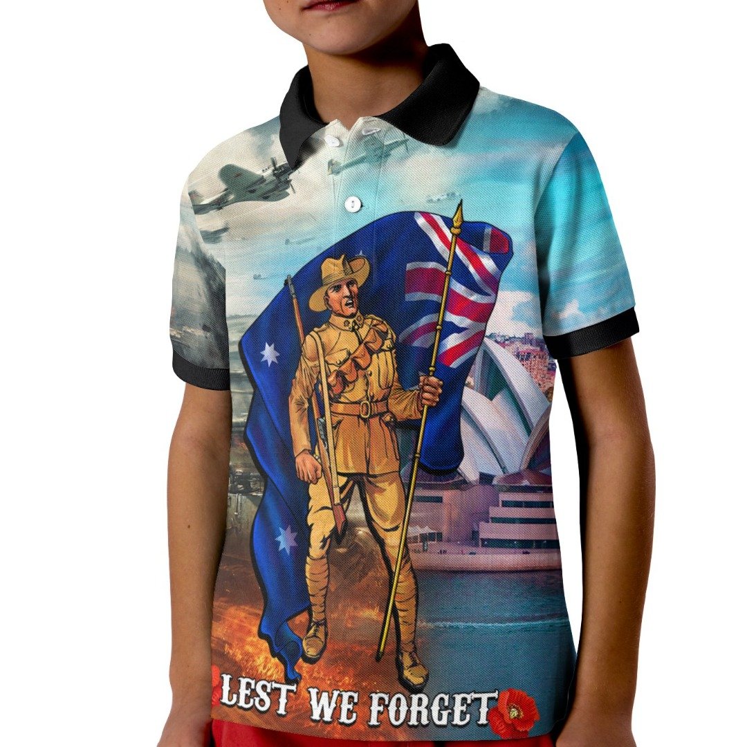Anzac Polo - Anzac  Australian Soldier Kid Polo Shirt
