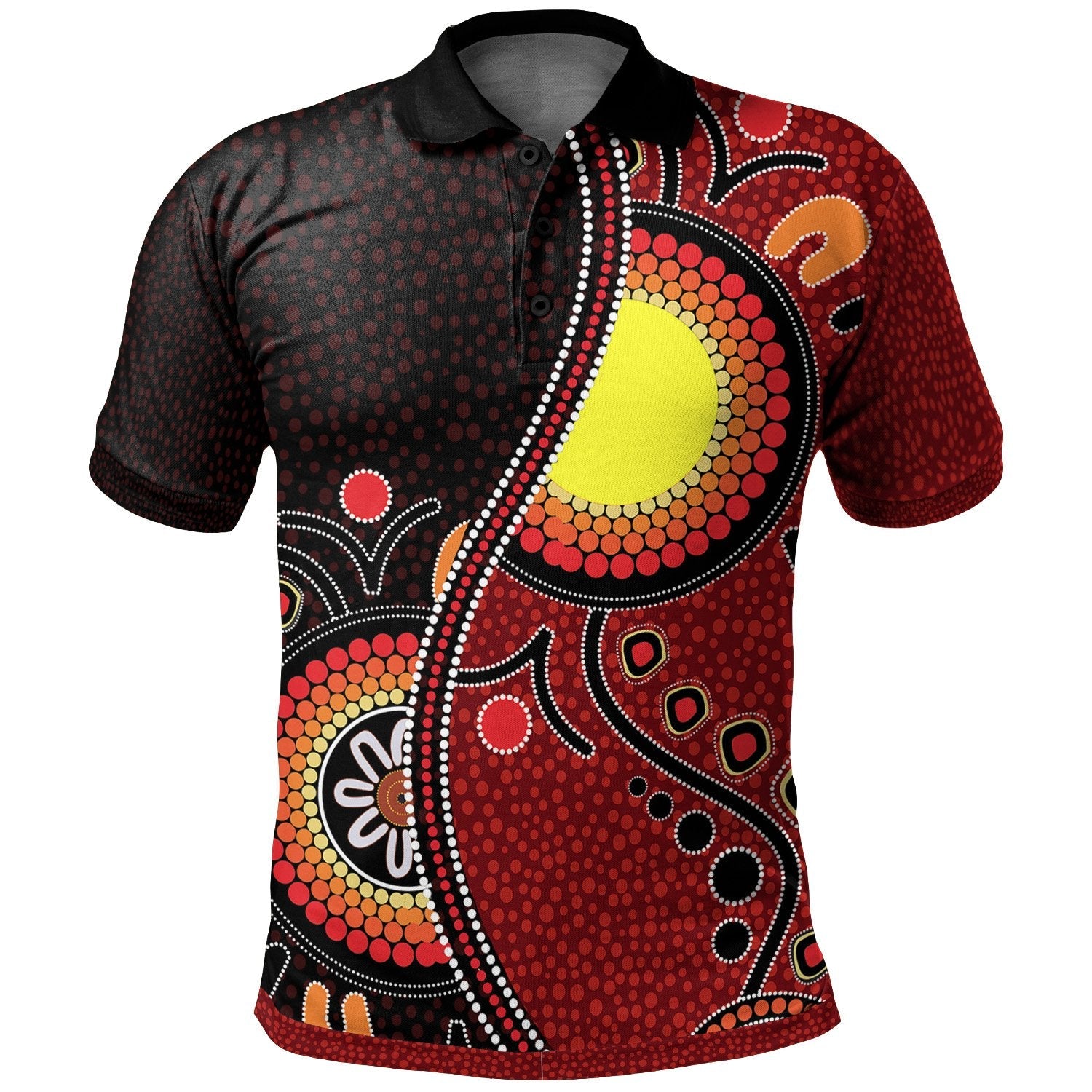 Aboriginal Polo - Australia Flag Dot Painting Art Polo Shirt