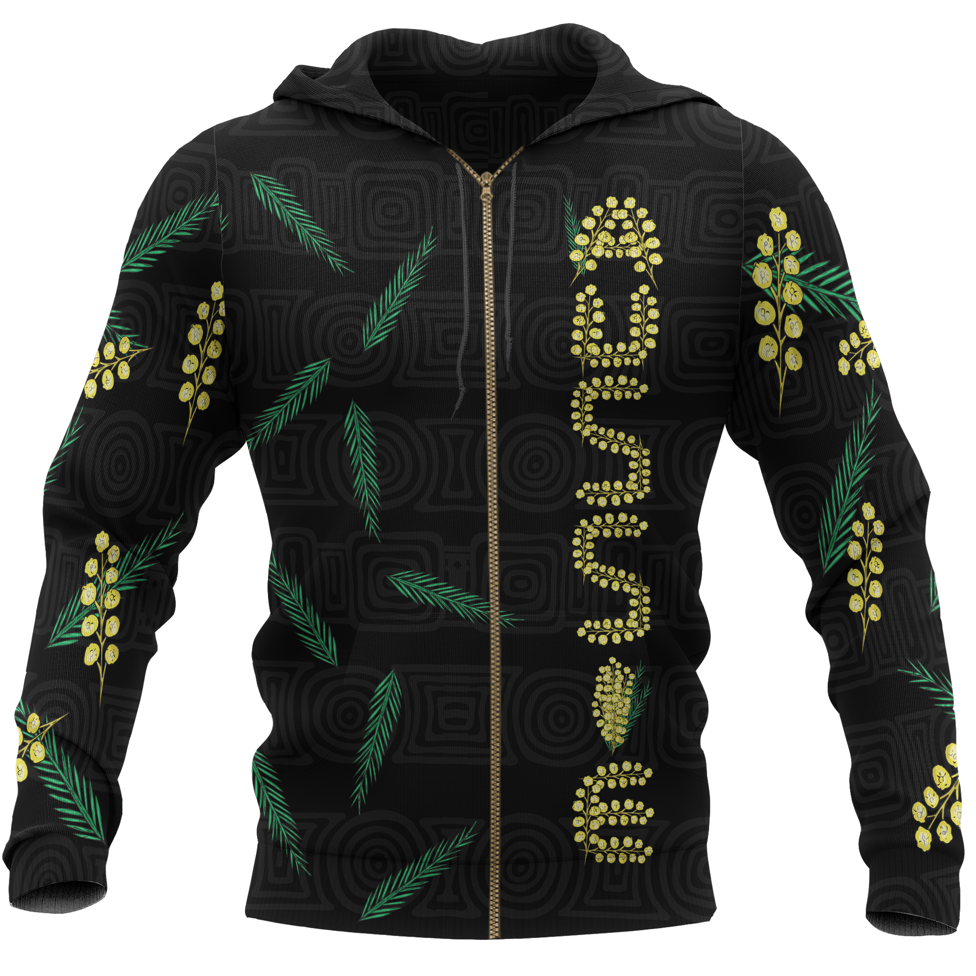 Zip Hoodie - Aussie Hoodie Golden Wattle Australian Coat Of Arms