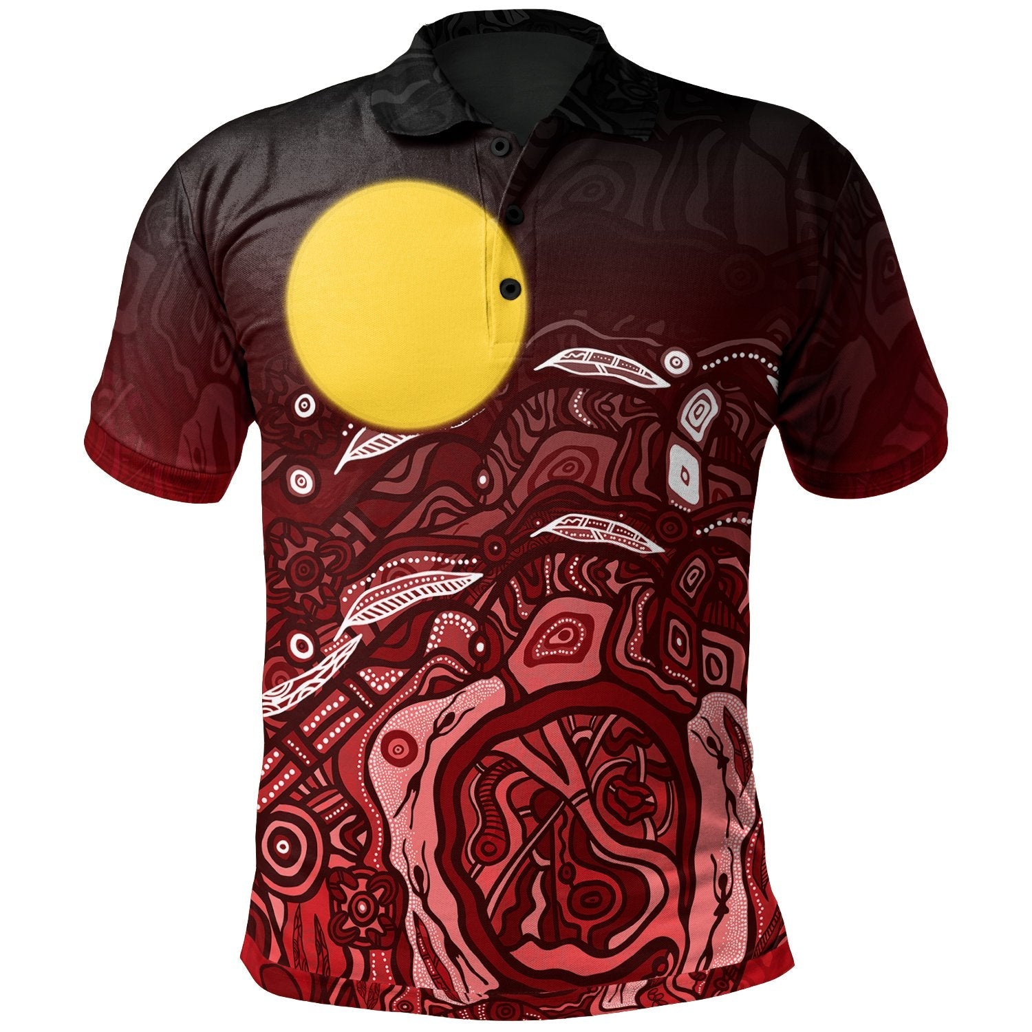 Aboriginal Polo - Red Landscape Polo Shirt