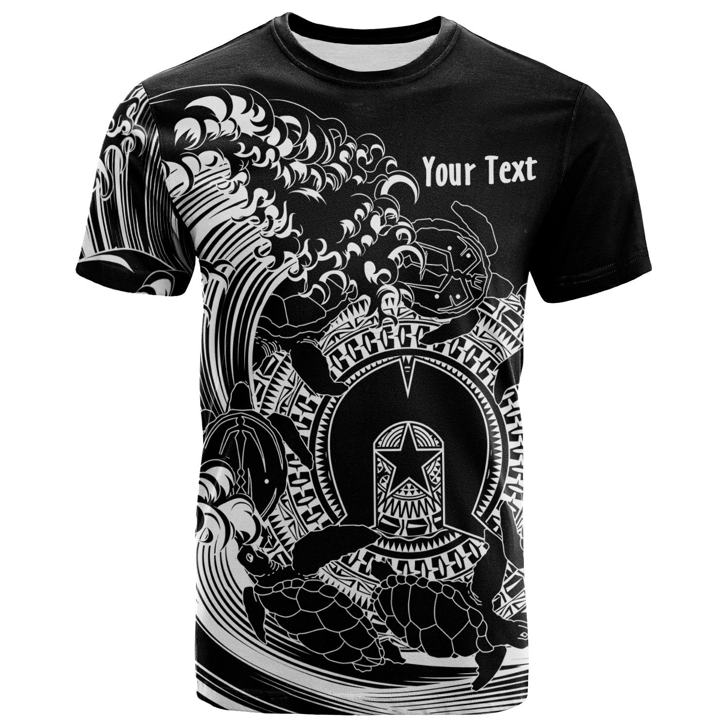 (Custom) Aboriginal TShirt - Torres Strait Islands in Wave (Black)