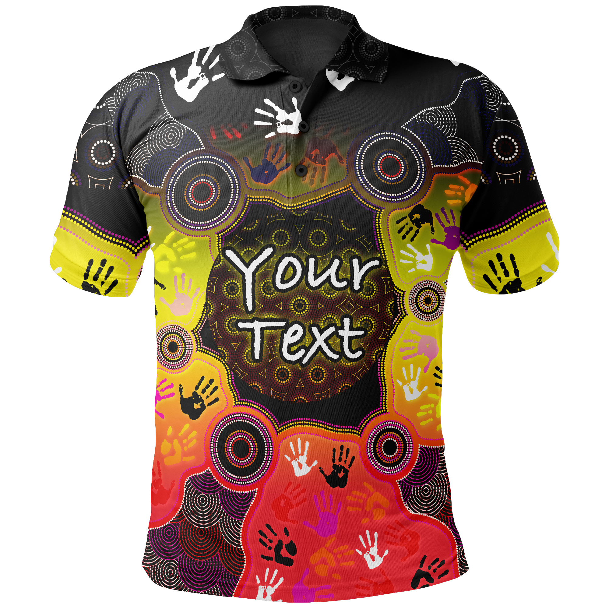 Aboriginal Polo - (Custom Text) Indigenous Circle Dot Painting Hand Art Polo Shirt