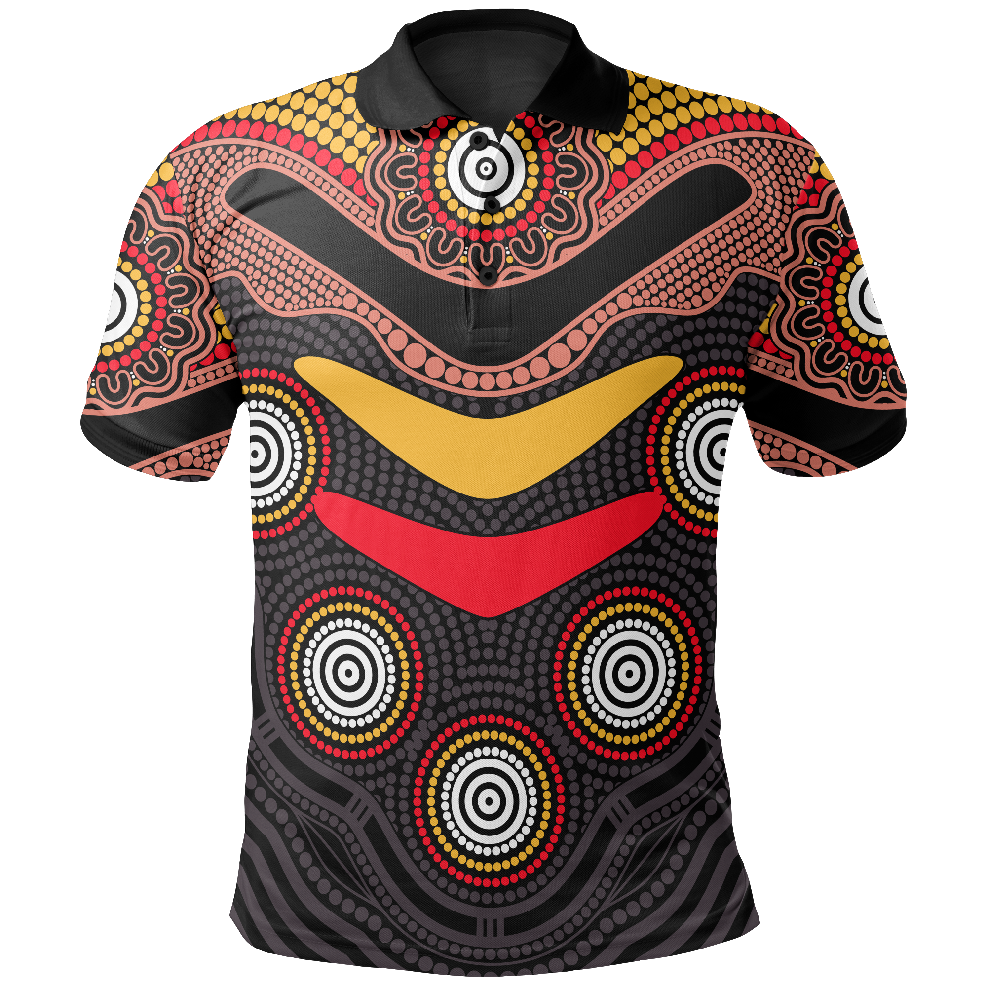 Aboriginal Polo - Aboriginal Patterns Shirt Boomerang Style Polo Shirt